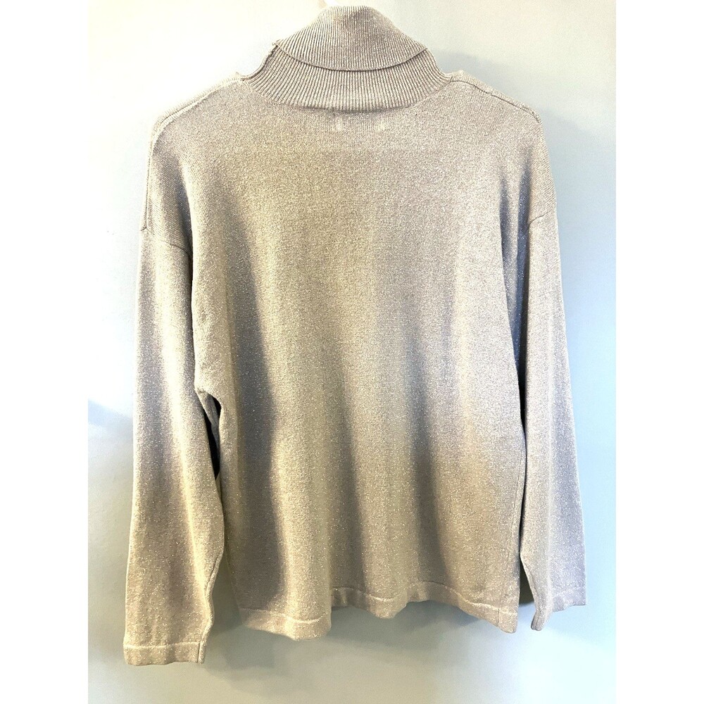 The Icing Relaxed Fit Stretch Silver Metallic Turtleneck Top Size Medium - Picture 7 of 7